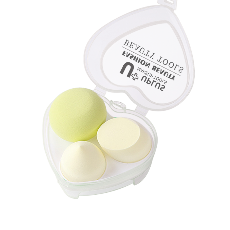 UPLUS [Upgraded Version] Avocado Green Ultra-Soft Beauty Blender, Non-Powder Eating Makeup Puff, 3 Egg Box Powder Puffs