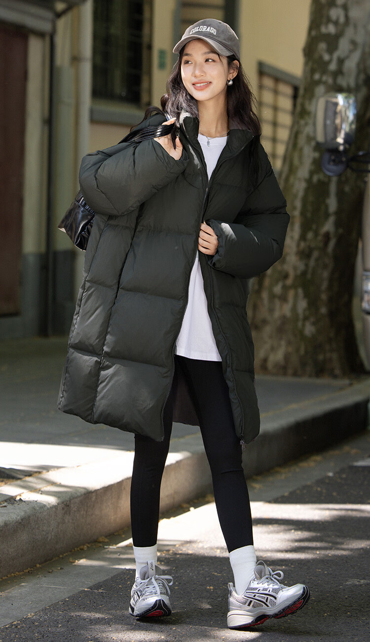 Dme [Tianhuai Color Simple Style] Winter Cool Stand-Collar Zipper Mid-Length down Jacket for Wome 4