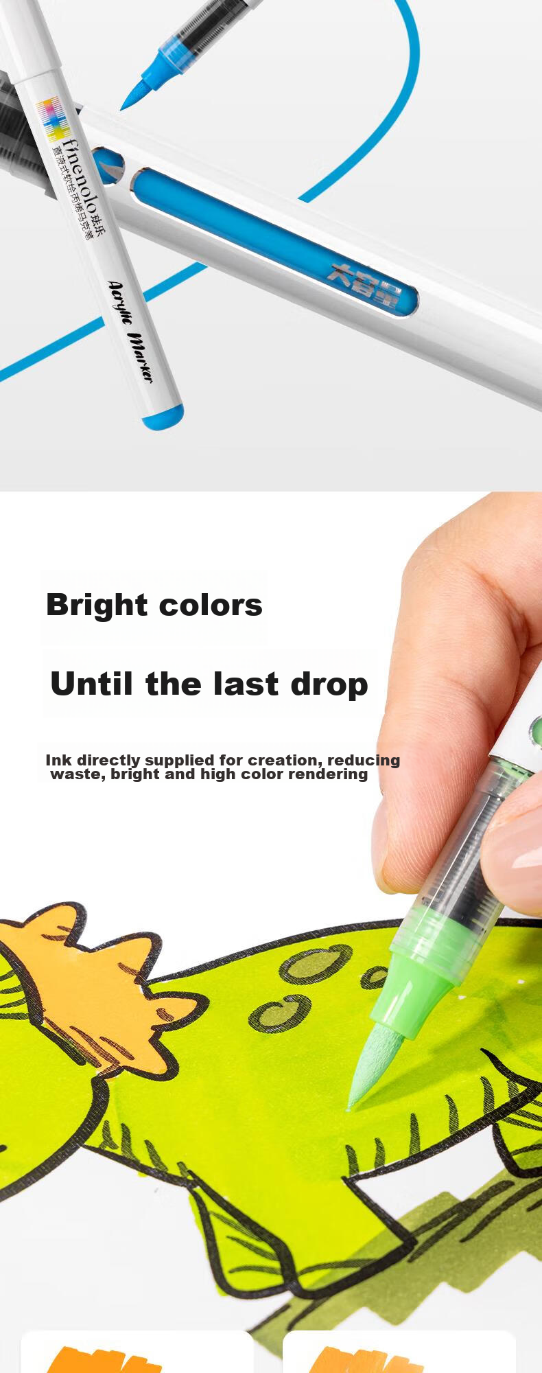Deli 12-Color Direct Liquid Soft-Tip Acrylic Markers, Washable Non-Fading Guka Student Fluorescent Highlighters, Graffiti DIY Watercolor Pens, Art Education Graduation Gift Present 4