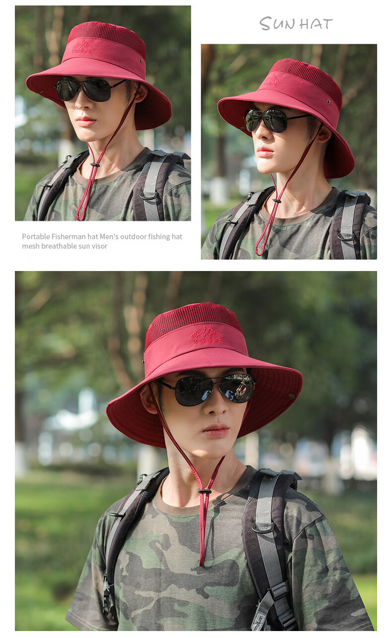 XUEXIMAN Men's Outdoor Fisherman Hat Foldable Sun Hat Fishing Cap for Men 16