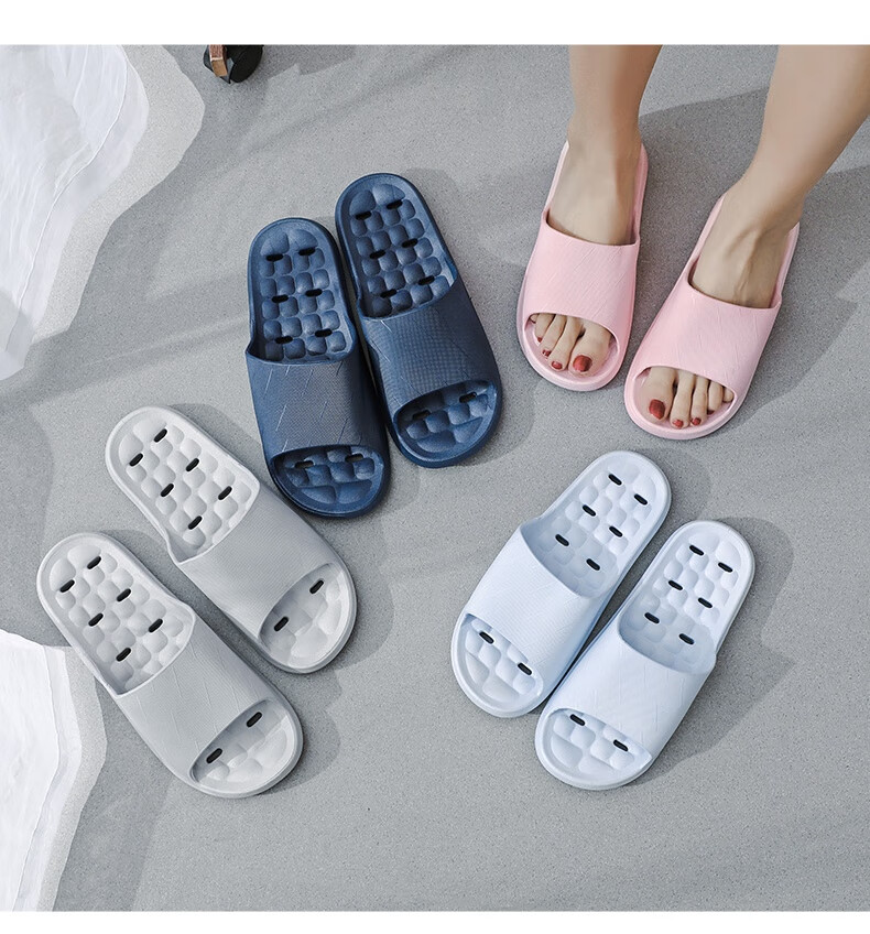 Huameijianbu Couple's Home Slippers, Bathroom Indoor Leak-Proof Quick-Drying Thick Sole Non-Slip Sandals HM3333 Light Blue Size 36-37 14