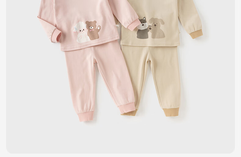 DAVE & BELLA Girls' Underwear Set Boys' Antibacterial Pajamas Autumn Children's Cotton Thermal Underwear Set 1