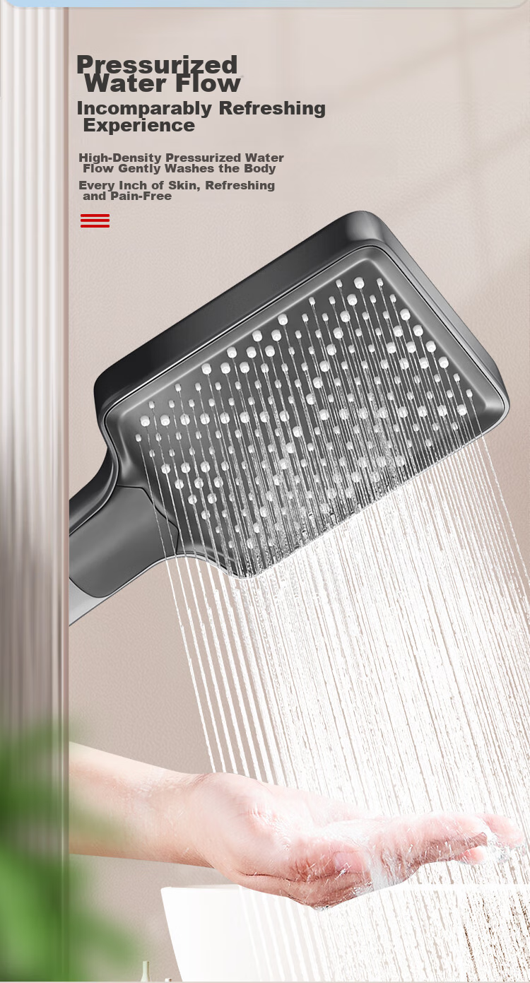 Larsd Pressurized Shower Head, Handheld Shower Sprayer, Three Water Flow Settings, Bathing Rain Shower, Showerhead LD5587 4