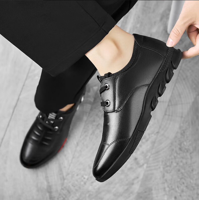 MEXICAN Autumn And Winter New Business Casual Leather Shoes for Men, Formal British Style Driving Lightweight Shoes 155MS702 New Black Size 40 5