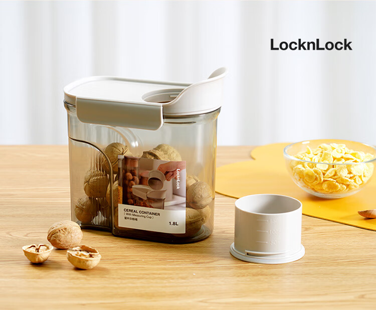 LOCK&LOCK Measuring Cup, Grain Storage Container, Plastic Sealed Storage Jar, Rice Container, Flour Storage Box, Multi-Grain Storage Container, 3L, Mint Gree 3