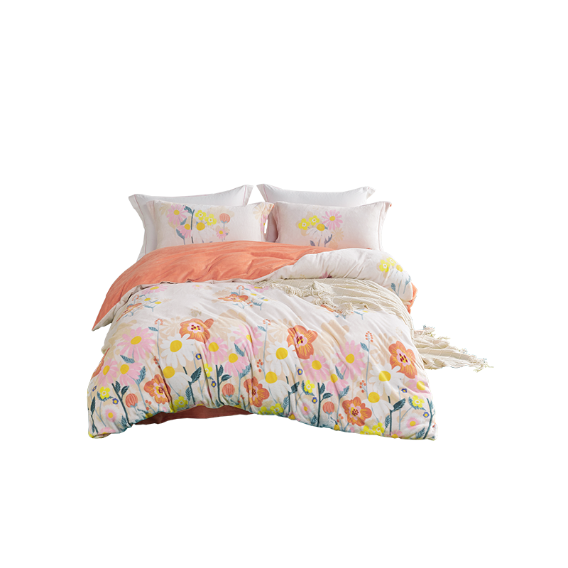 LOVO Luolai Flannel Milk Velvet Bedding Set, Grade A Anti-Static Thickened Bedsheet And Duvet Cover, 220*240cm
