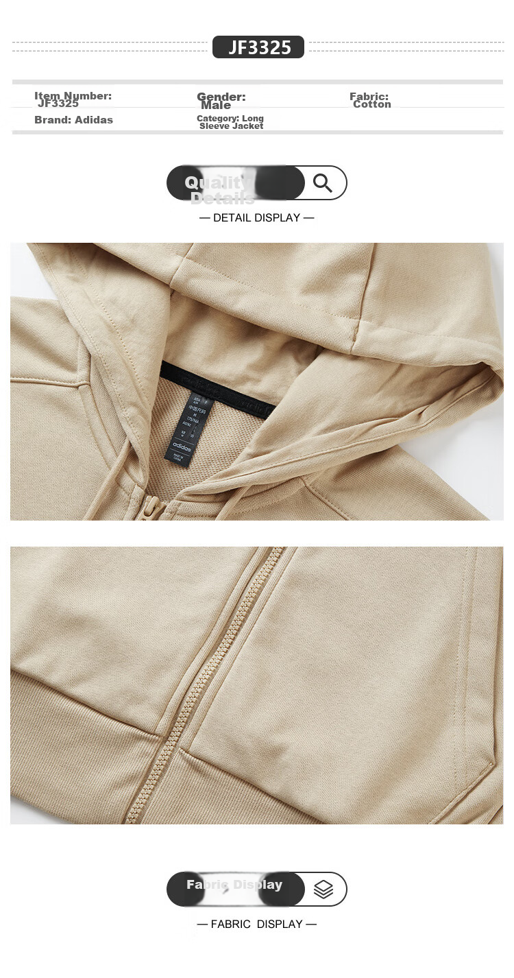 Adidas Men's Sports Hooded Sweatshirt Casual Jacket 10