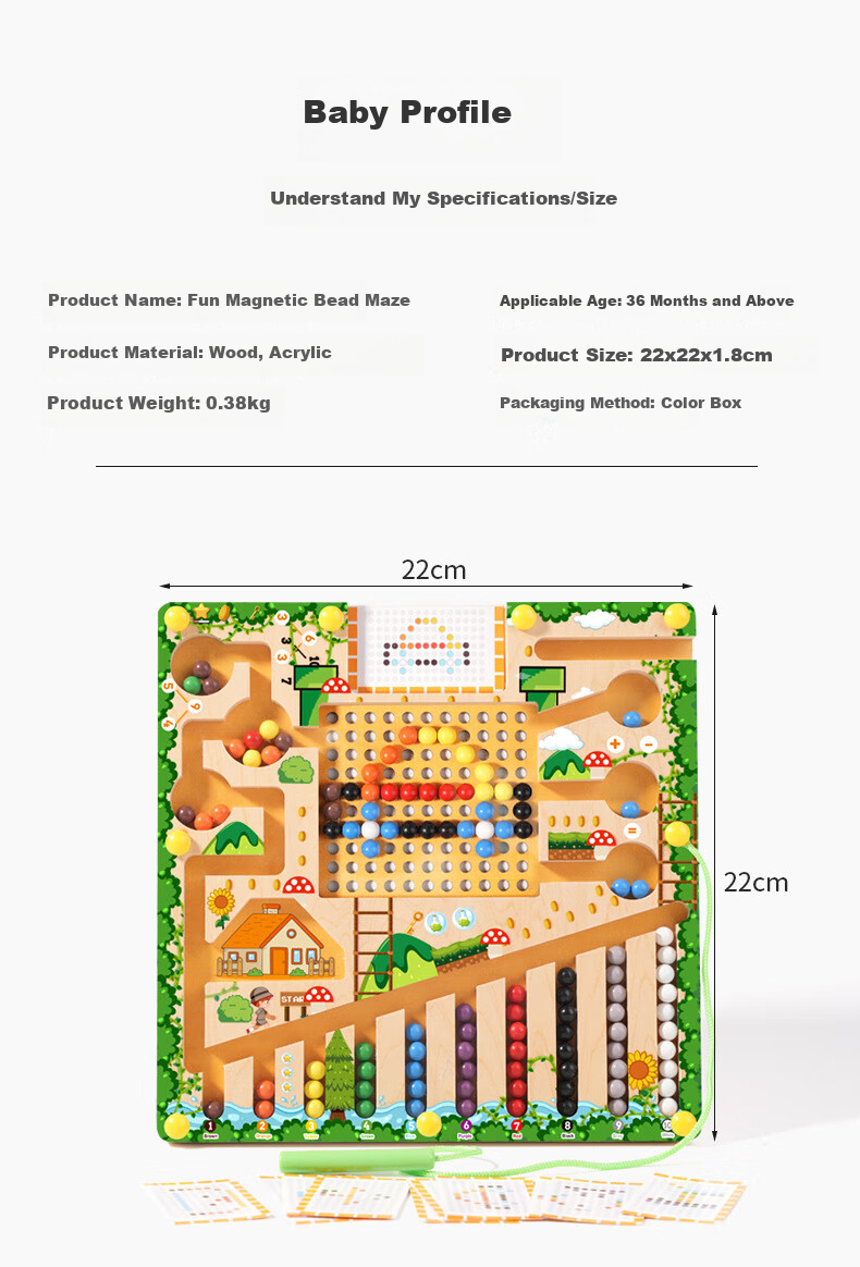 Lankupa Children's Educational Magnetic Bead Maze Writing Practice Toy for Focus Training, Gift for Boys And Girls Aged 3-6 12