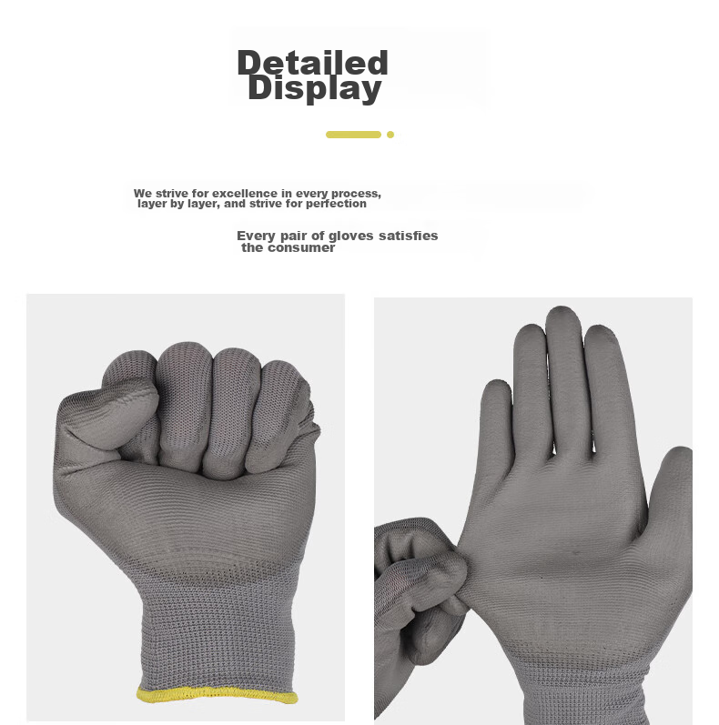 Golmud Coated Work Gloves, Gray, 12 Pairs, PU Anti-Static Wear-Resistant Non-Slip Factory Gloves GM572 11