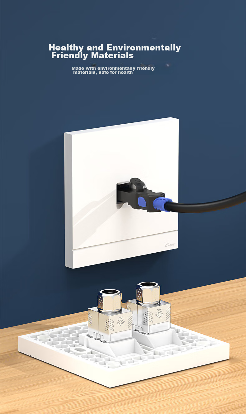 CNCOB Cat6a Unshielded Network Panel, Gigabit Ethernet Socket, Single Port 86-Type Panel for Computer Network Information Wall Outlet, Ivory White 4