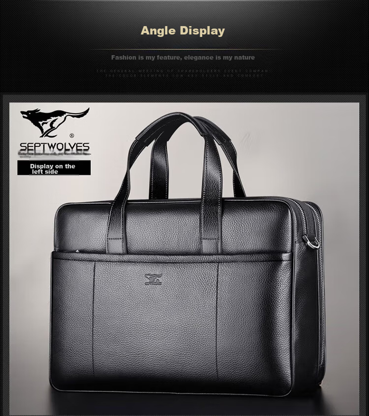 SEPTWOLVES Briefcase for Men, Top-Grain Leather Business Shoulder Crossbody Large Capacity 15.6-Inch Laptop Handbag, Holiday Gift 21