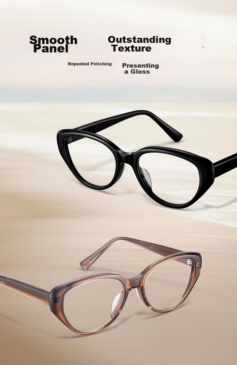 LOHO Cat Eye Glasses, Plain Cold Tea Frame, Myopia Sunglasses for Women, Anti-Blue Light, Can Be Fitted with Prescription Lenses 7