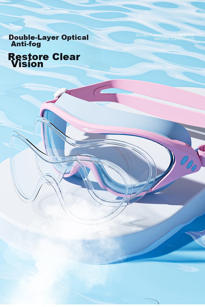 ERKE Children's Large Frame Swimming Goggles, High-Definition Anti-Fog Anti-Glare, for Swimming And Diving Beginners, Protective Eyewear, Green And Blue Color 3
