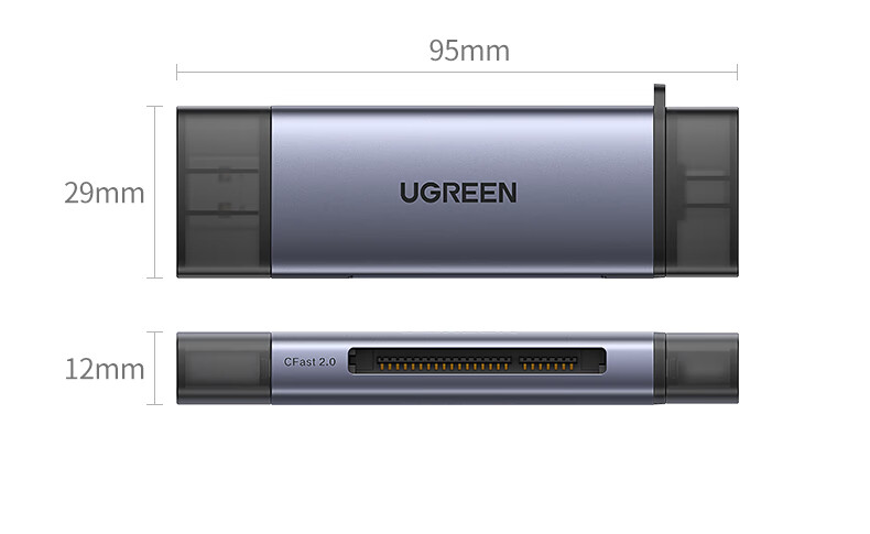 UGREEN USB High-Speed CFast Card Reader USB/Type-C Dual Interface OTG for PC and Mobile Professional DSLR Camera Memory Card Compatible 15