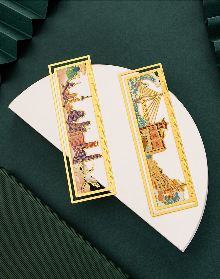 TIANSE Brass Straight Ruler Bookmark Gift Box, Classical Chinese Style Hangzhou Tour Souvenir, Memento Gift for Teachers' Annual Meeting, Cultural Creative Birthday Present TS-5890 West Lake 4