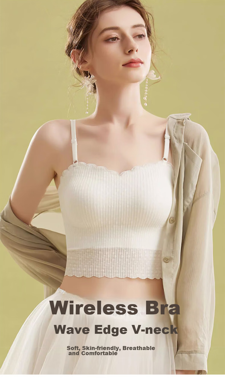 FitonTon Women's Camisole Tank Top with Built-In Bra Pads, Lace Thin Straps, Side Support, Inner Wear Or Outer Wear, Backless Bra, White 1