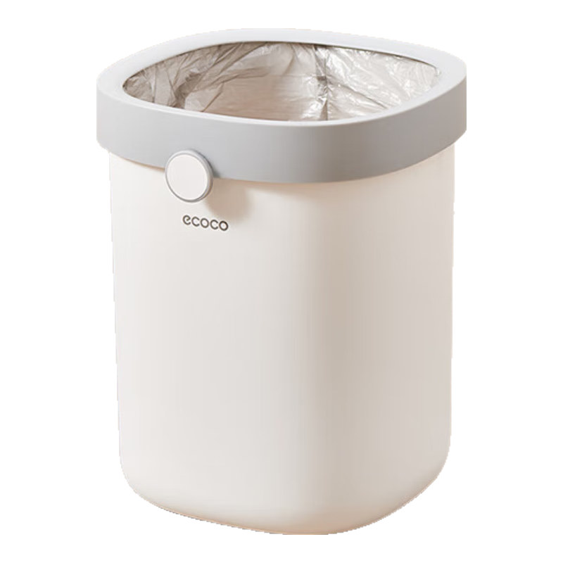 Ecoco Trash Can 8L Household Automatic Bagging Square Garbage Bin for Living Room, Kitchen, Bathroom, Office E24216 White