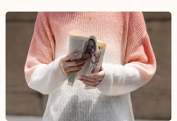 Dme [Dingdai'er Fashion] Autumn And Winter Artistic Gradient Wool Blend Sweater, Lazy-Fit Knitted Top for Wome 4