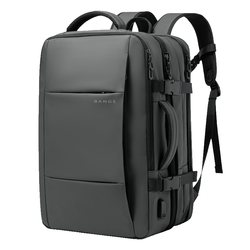 Bange Men's Backpack, Large Capacity, Multifunctional Travel Bag, College Student Multi-Compartment Expandable Laptop Bag, Gray Large Size