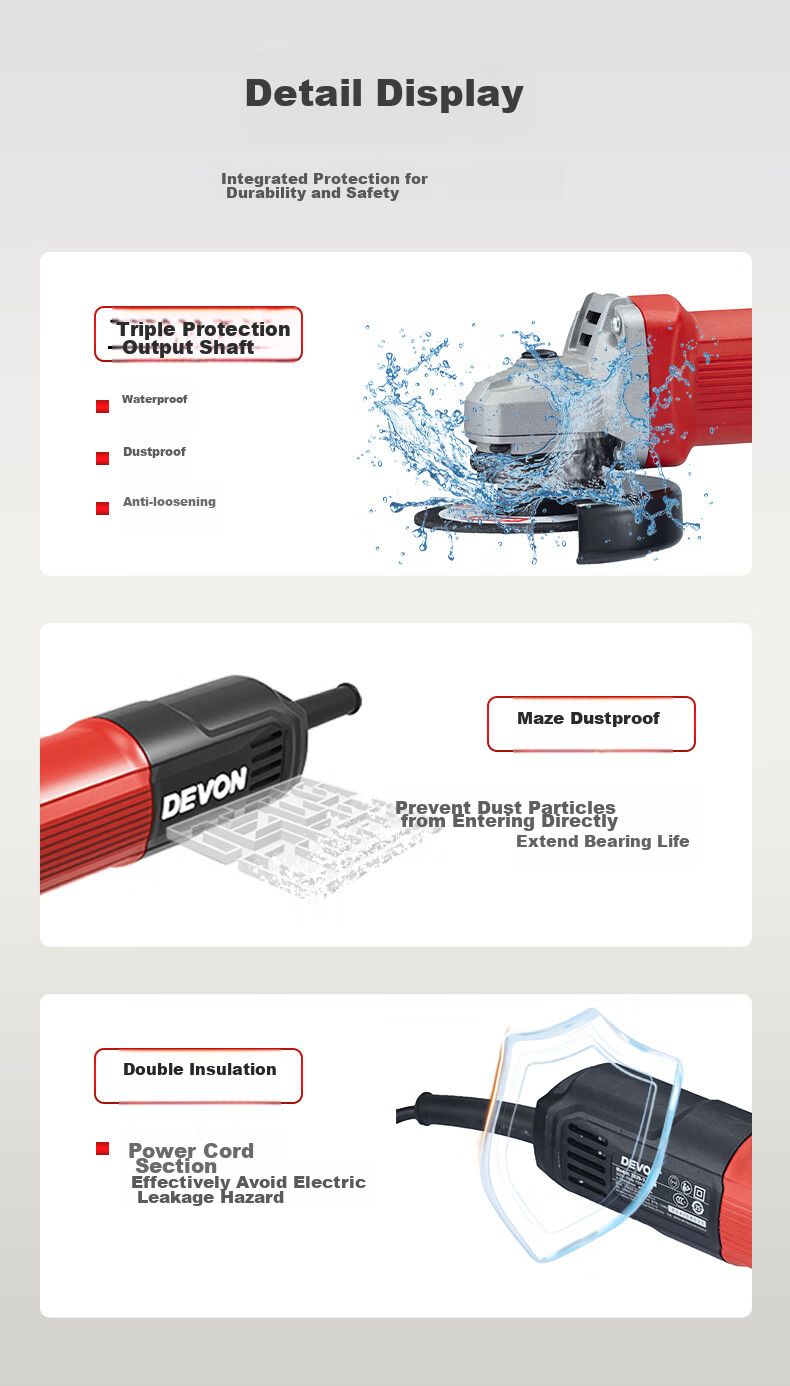 Devon Angle Grinder DAG-710 Hand Grinder Polisher Sander Cutting Machine DAG710W with Rear Switch 11