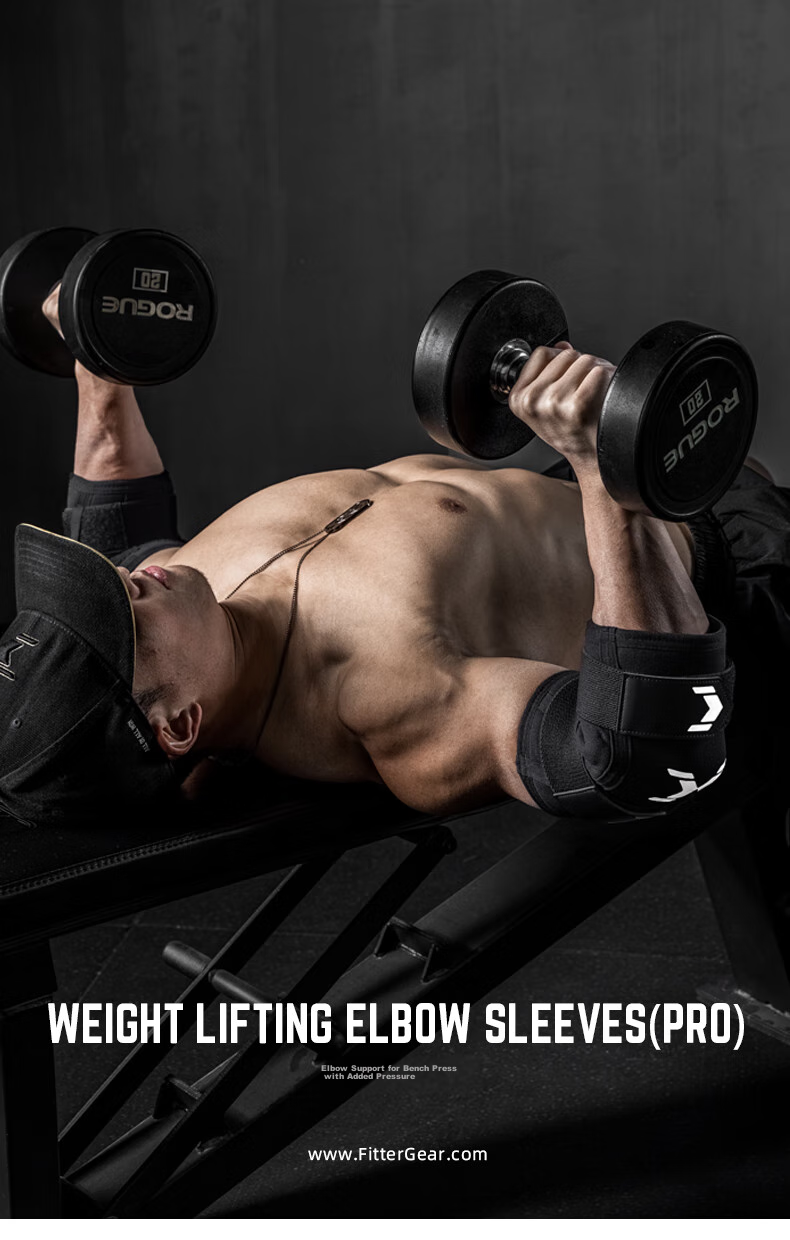 FITTER GEAR Fitness Elbow Guard for Men, Weightlifting Compression Barbell Strength Training Professional Joint Sleeve Elbow Protector 1