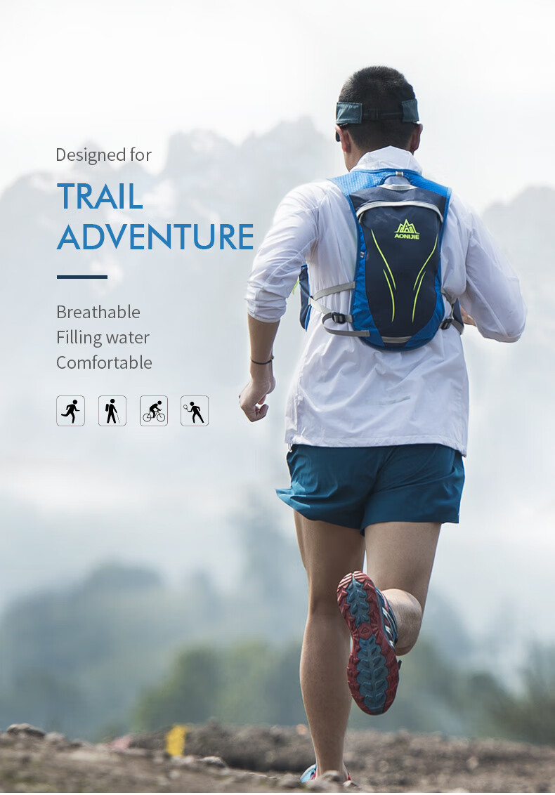 AONIJIE Backpack, Double Shoulder Bag, Off-Road Backpack, Hiking Bag for Men And Women, Outdoor Running Cycling Hydration Pack, Trekking Backpack, 5.5L 3