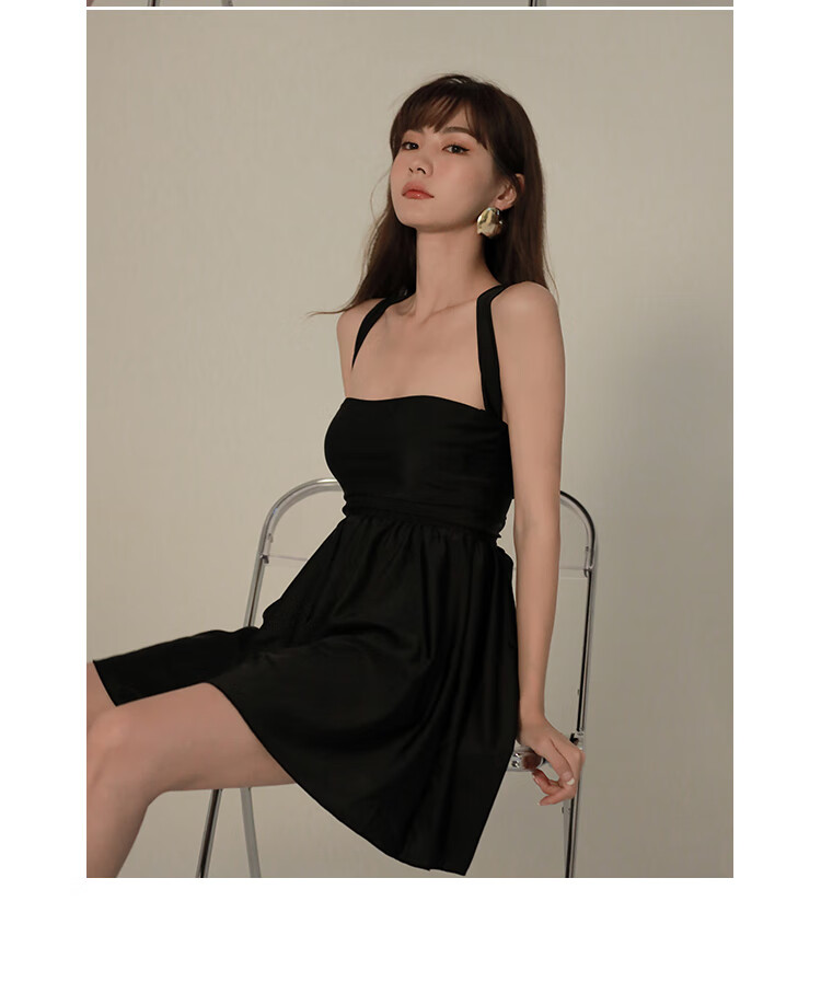 OMOM Conservative One-Piece Swimsuit for Women, Summer Fairy-Like Korean Style, Slimming And Flattering, for Students, Hot Springs, Young Girls, Beach Swimwear, Black, Size L 6