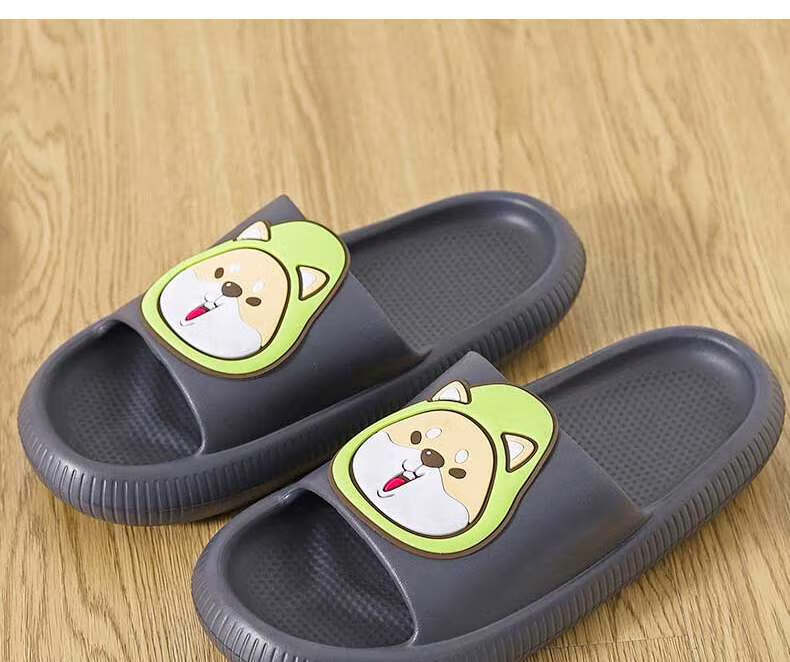 Huameijianbu Cartoon Dog Parent-Child Style Bathroom Indoor And Outdoor Wear Soft Elastic Slippers Men's Model HM901817 Dark Gray Size 44-45 15