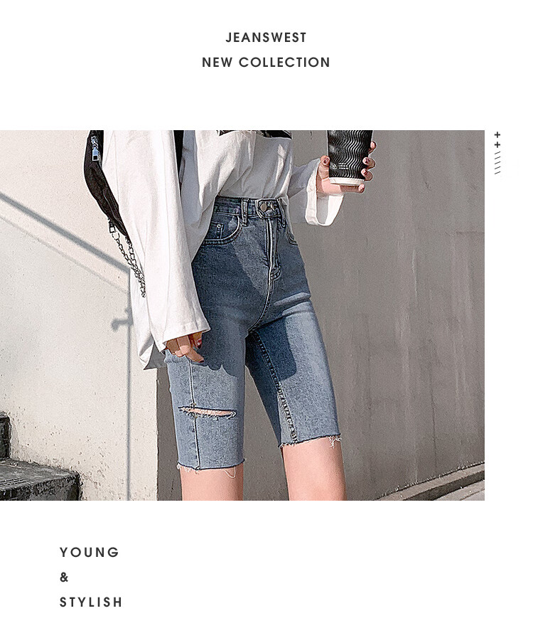Jeanswest Women's Denim Shorts 2026 Summer Simple Versatile High-Waist American Style Slim A-Line Hot Pants Black 2XL 4