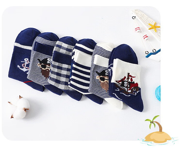 LangSha Children's Socks for Boys, Spring And Summer Cotton Socks, Comfortable Breathable Casual Sports Socks for Boys, Small to Big Kids Mid-Calf Socks 13
