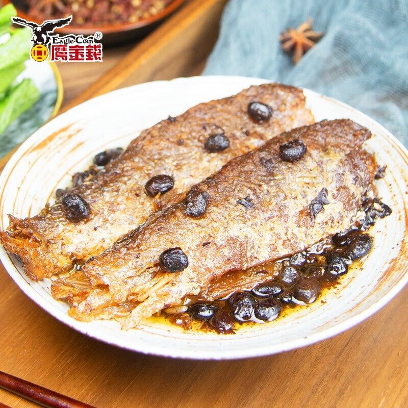 鹰金钱  金奖豆豉鲮鱼罐头237g*4罐  国产即食海鲜鱼罐头下饭中华老字号