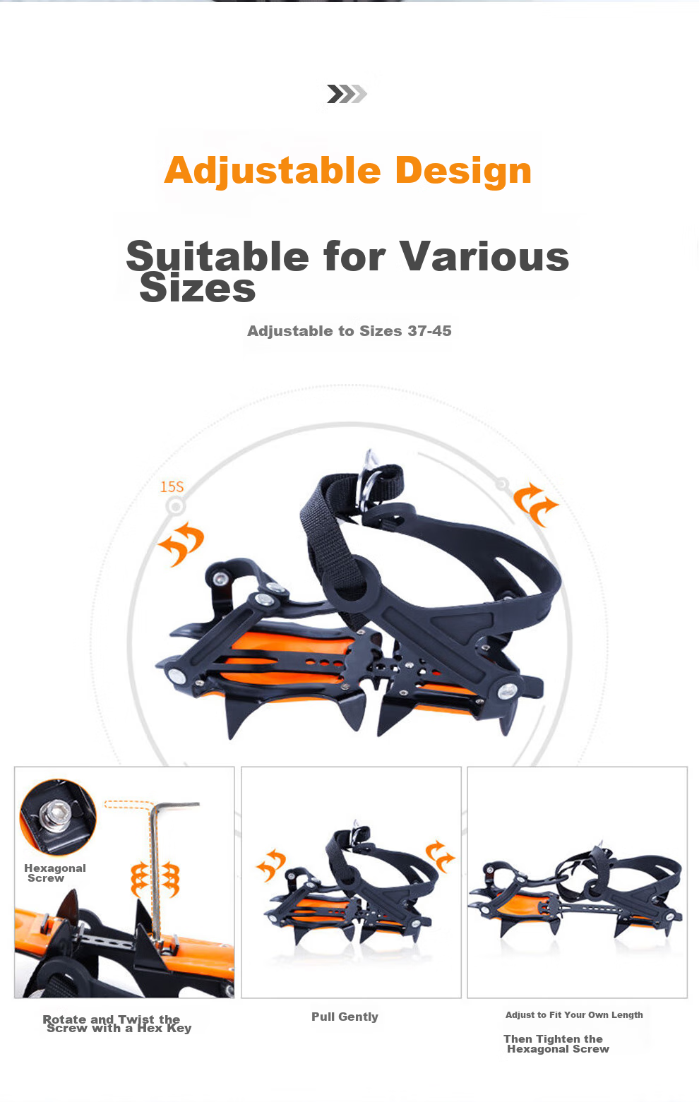 MOTIE Ice Claw Non-Slip Shoe Covers, Professional Mountaineering Outdoor Climbing Equipment, Snow Cleats, Ice Grips with 10 Teeth (1 Pair One Size Fits All) 5