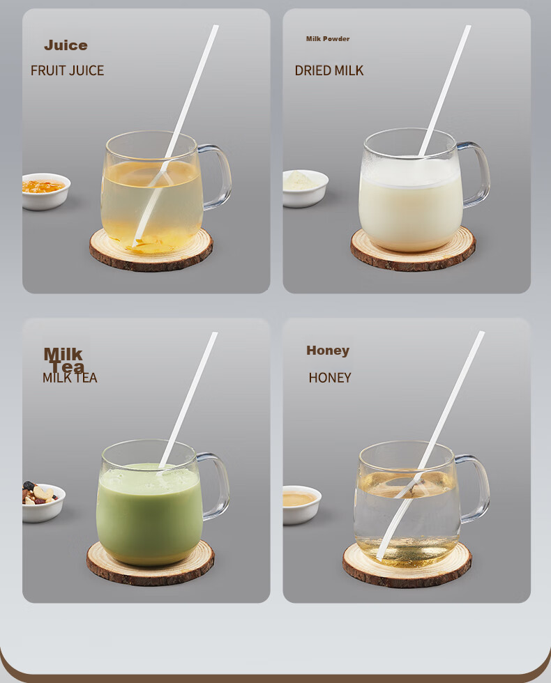 YOUAO Disposable Stirrers, 100 Individually Wrapped, PLA Biodegradable, Three-Hole Plastic Coffee Stirrers for Hot Drinks 8