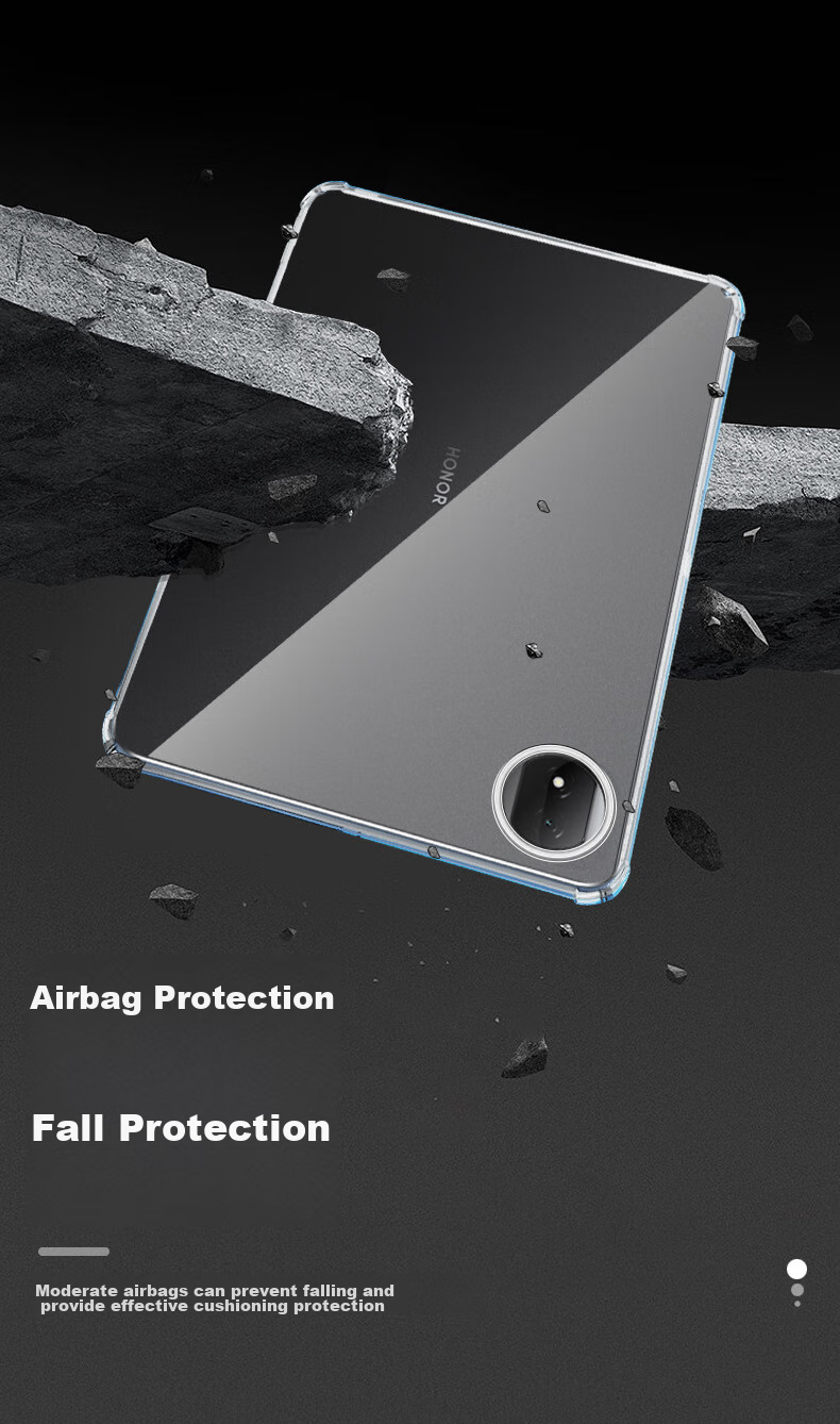 Freeson Compatible with Honor MagicPad2 Protective Case, 12.3-Inch Full Coverage Shockproof, Four-Corner Airbag Anti-Collision Crystal Clear TPU Soft Shell, Transparent 4