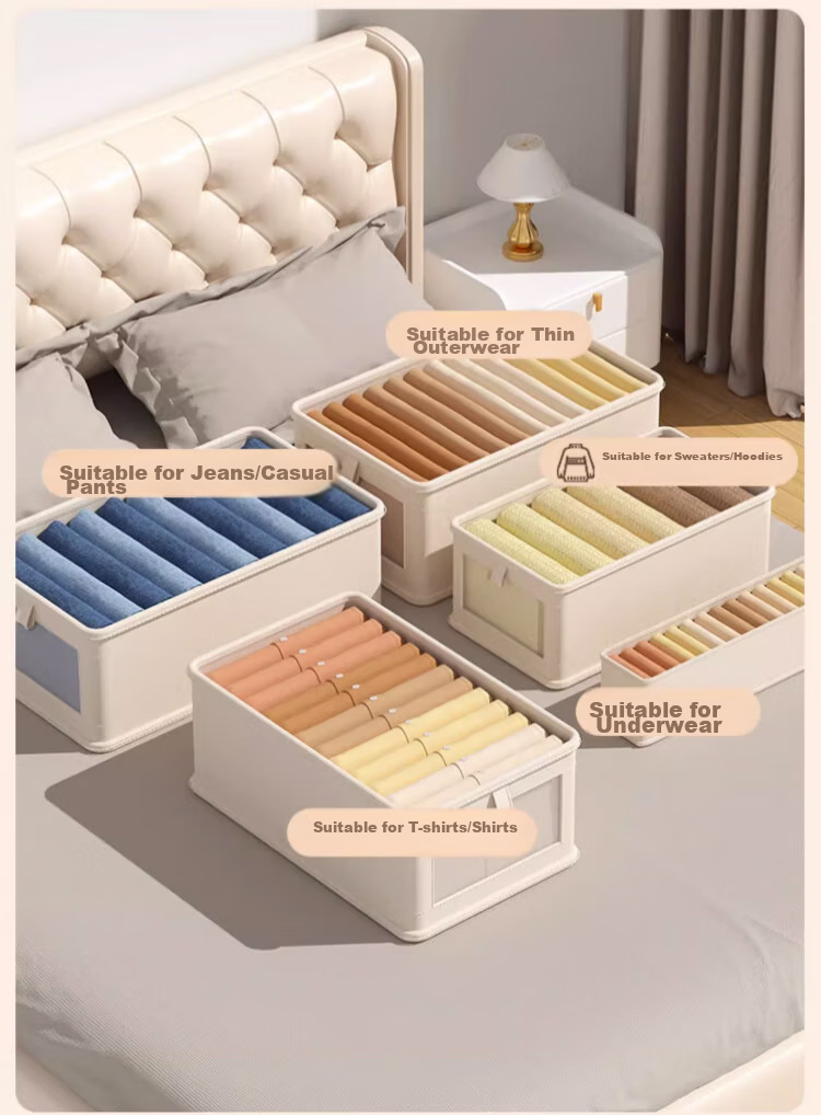 ZUO ZHUAN JIAO Clothes Storage Box, Garment Organizer for Home Use, Closet Box, Storage Solution, Sorting Box, Storage Basket, Set of 2 11