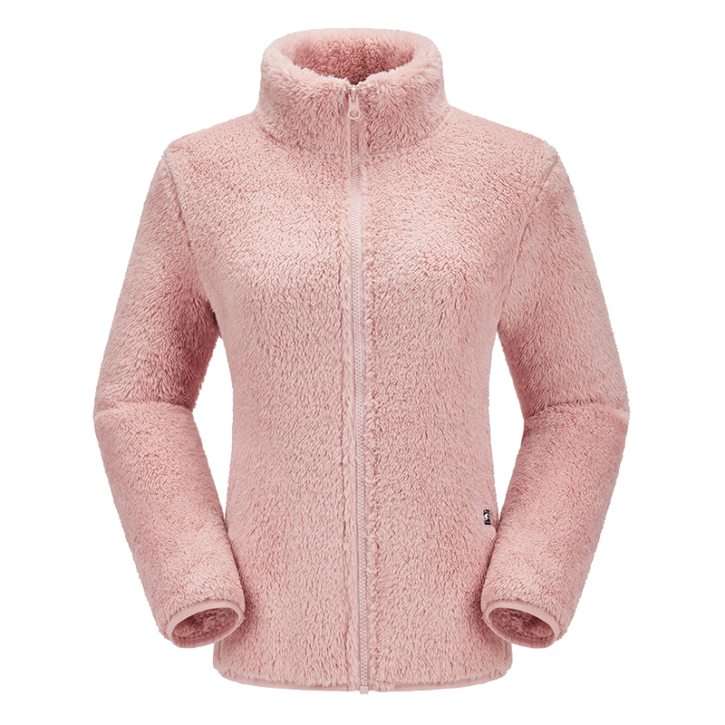 CAMEL Outdoor Fleece Jacket Long Sleeve Thickened Fleece Stand Collar Zip-up Fleece Coat Cold-resistant Jacket 5175A Light Frost White M