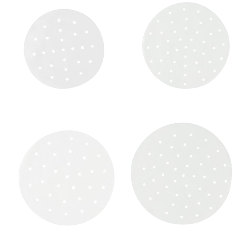 BJ Steamer Paper, Bun Liner, Non-Stick Steamer Rack Paper, Disposable Steamer Paper, 100 Sheets, Diameter 32cm