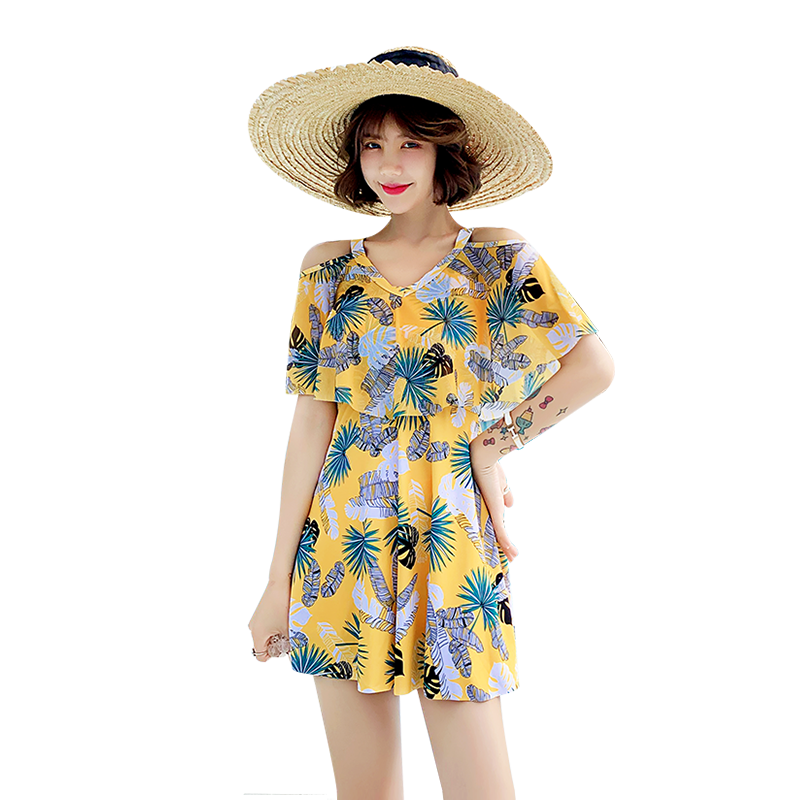Yifu Conservative Sexy Swimsuit for Women, Tummy Control Slimming Plus Size Swimwear, Korean Instagram Style Two-Piece Skirted Hot Spring Swimwear