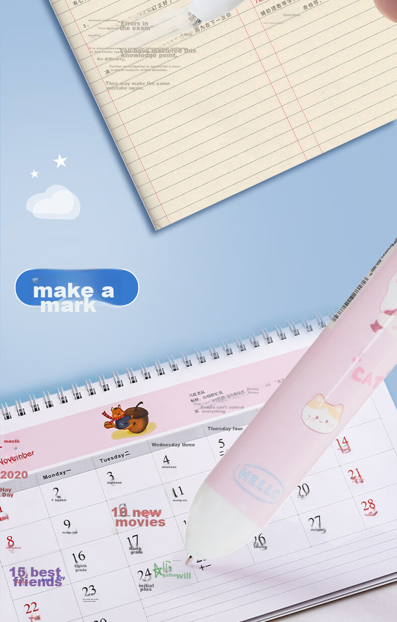 Licao Multi-Color 0.5mm Ballpoint Pen, Cartoon Colorful Pen, Push-Button Ten-Color Ballpoint Pen, Gift for Children, Creative Pen, Student Stationery, 1 Piece [Cute Panda Design] 10