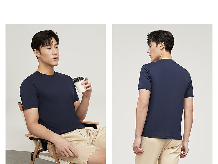 YOUNGOR [Silky Cotton] 2026 New Casual Loose Round Neck Solid Color Base Cool-Feeling Short-Sleeve T-Shirt, Black, S 11