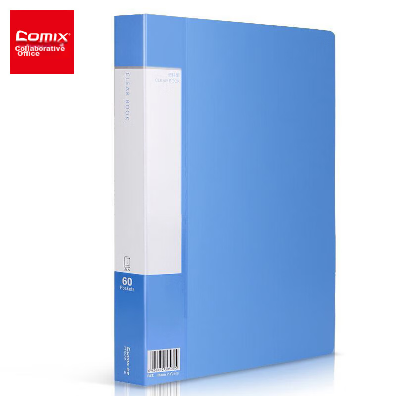 COMIX A4/60-Page Document Folder/Information Organizer/Pocket File Holder/Loose-Leaf Binder/File Storage Bag/Archival Loose-Leaf Organizer Office Supplies Blue EA060