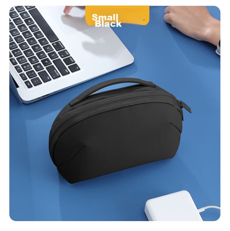 BUBM Digital Storage Bag, Portable 3C Cable, USB Drive Travel Pouch, Charging Cord Volcano Bag Storage Box, Large Size, Smog Blue 21