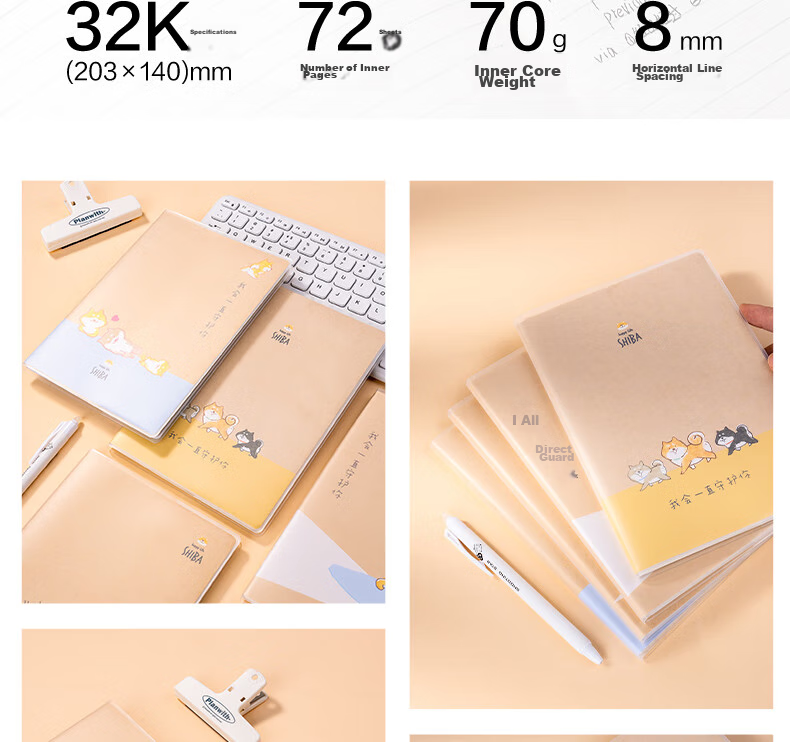 Deli Glue-Bound Notebook, 32K Pages, High-Quality, Self-Glue Binding, 72 Sheets/Book, T3272 Series - National Trend Fengjing, 4-Pack 3