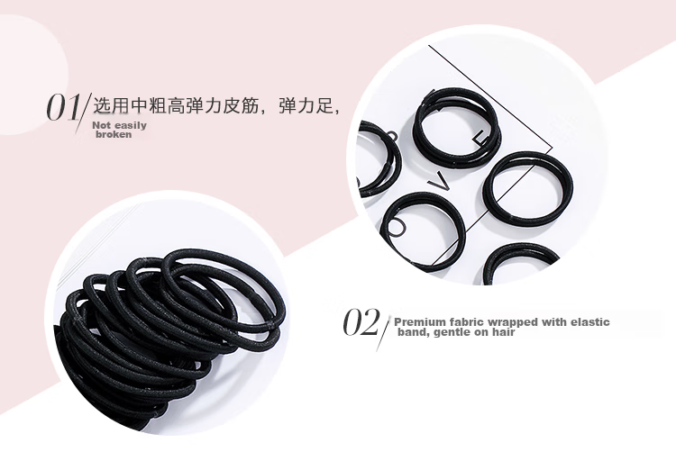 CHIMERA Large Bold Black Hair Ties, 100 Pieces, Durable High-Elasticity Rubber Bands, Basic Hair Ties for Ponytails And Updos 2