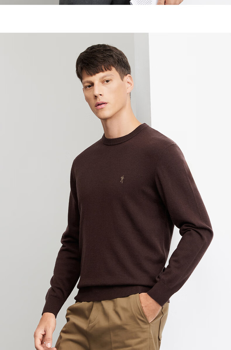 DANCING WOLVES [100% Merino Wool] Men's Fashionable Versatile Warm Casual Sweater, 001 Black, Size 165 10