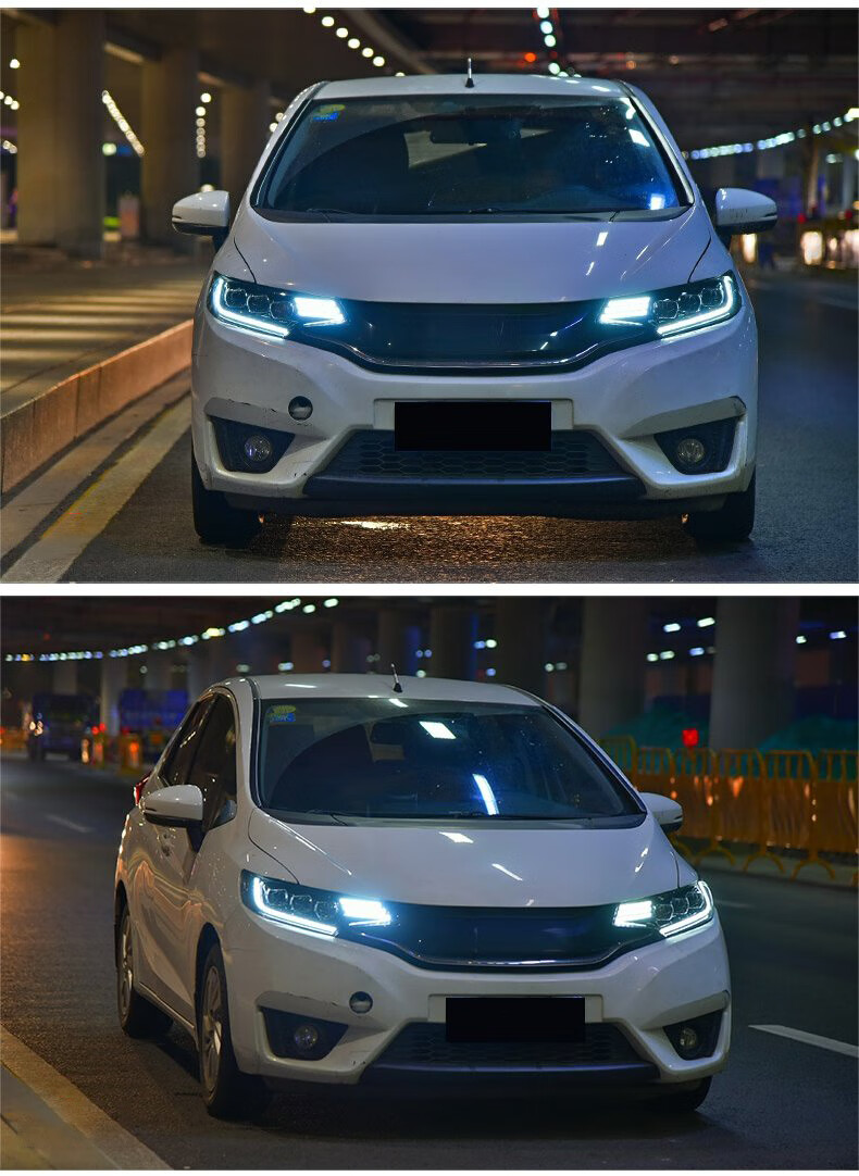 fgacct适用于本田新飞度大灯总成1420款改装gk5日行灯流光转向led大灯