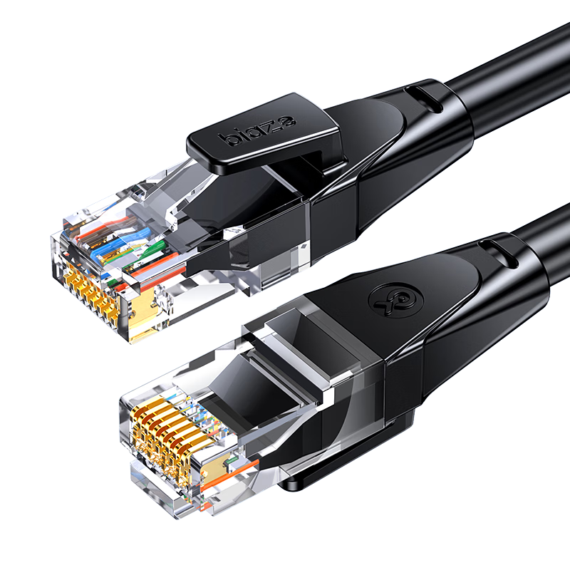 BIAZE Cat6 Ethernet Cable, 0.3 Meter Ultra-Short, Gigabit High-Speed 8-Core Twisted Pair, for Engineering And Home Use, Computer Broadband Monitoring Network Patch Cable, Pre-Made Network Cable, Black