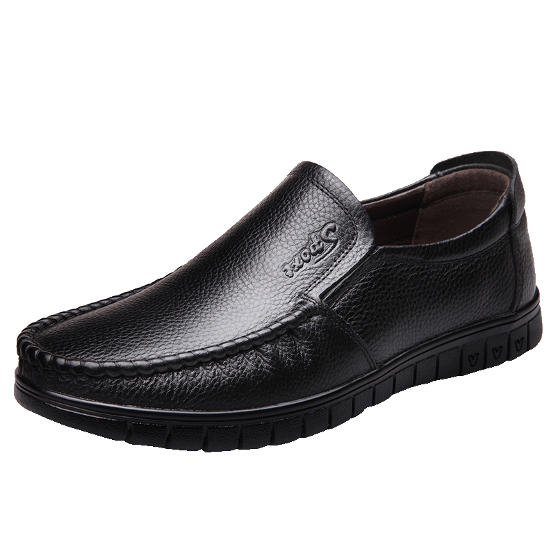 CARTELO Men's Leather Shoes, Top Grain Cowhide, Business Casual Shoes, Loafers, Middle-Aged And Elderly Dad Shoes, 30576 Black, Size 40