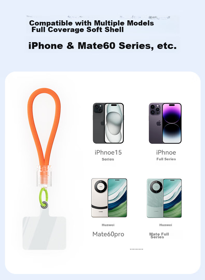 BIAZE Phone Wrist Strap, Short Anti-Theft And Anti-Loss Handheld Strap Case, Transparent Pad, Unisex, Suitable for Apple 17/Huawei/Xiaomi Phones And Others, SP5-Fluorescent Gree 13