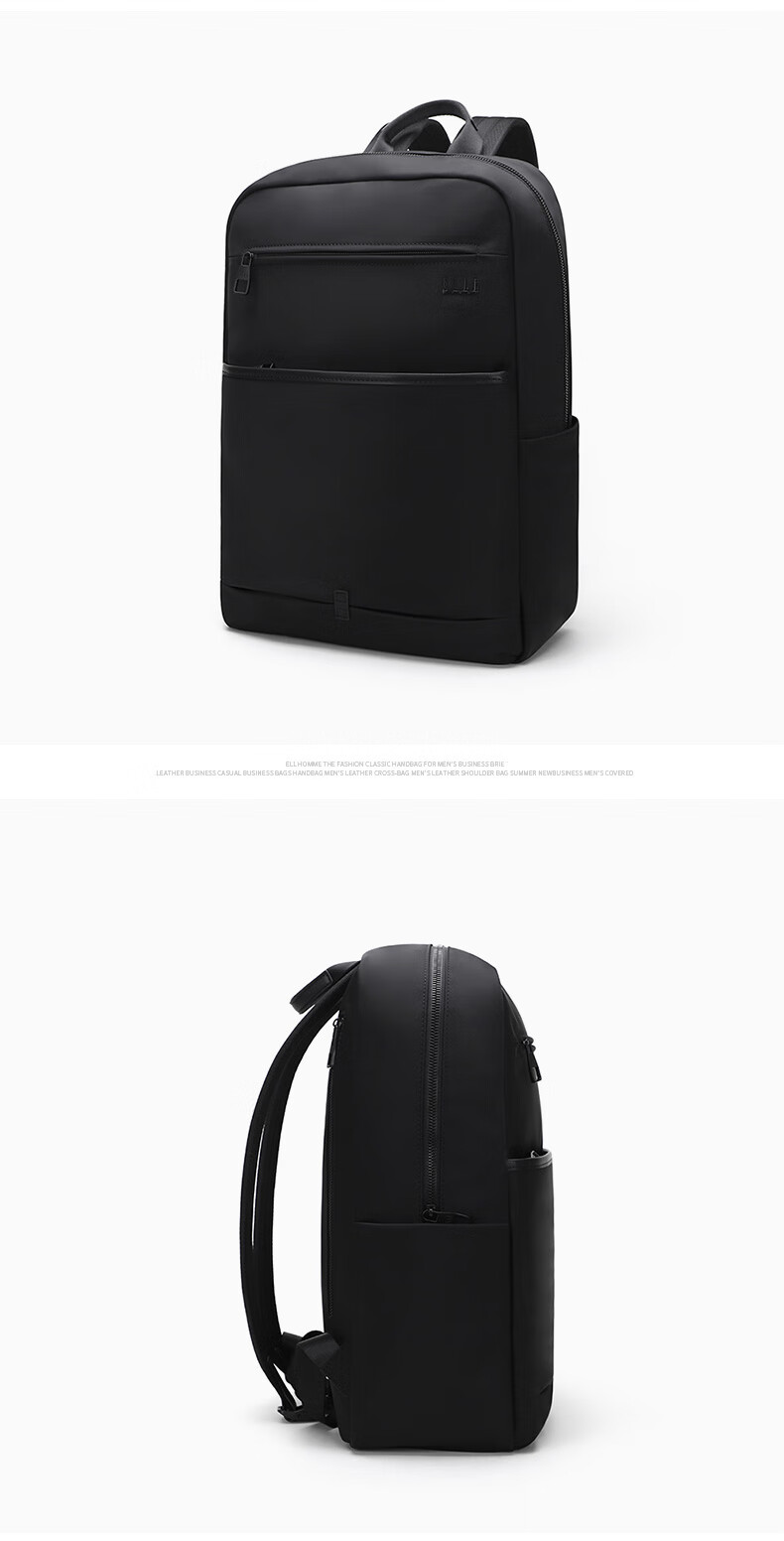 ELLE HOMME Men's Backpack, Large Capacity, Trendy And Fashionable, Lightweight, Nylon Canvas, Can Fit a 15.6-Inch Laptop, EA188213660, Black 7